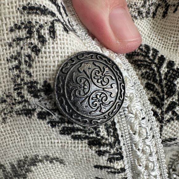 coldwater creek embroidered jacquard blazer womens large ivory black floral - Picture 14 of 15